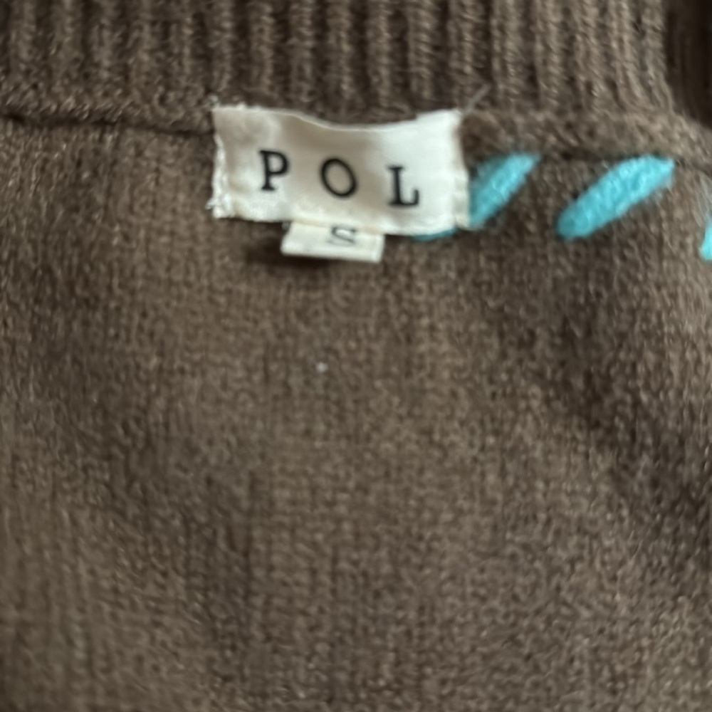 POL Balloon Sleeve Oversized Acrylic Sweater Fringe Detail Floral Pattern Small - Picture 11 of 12